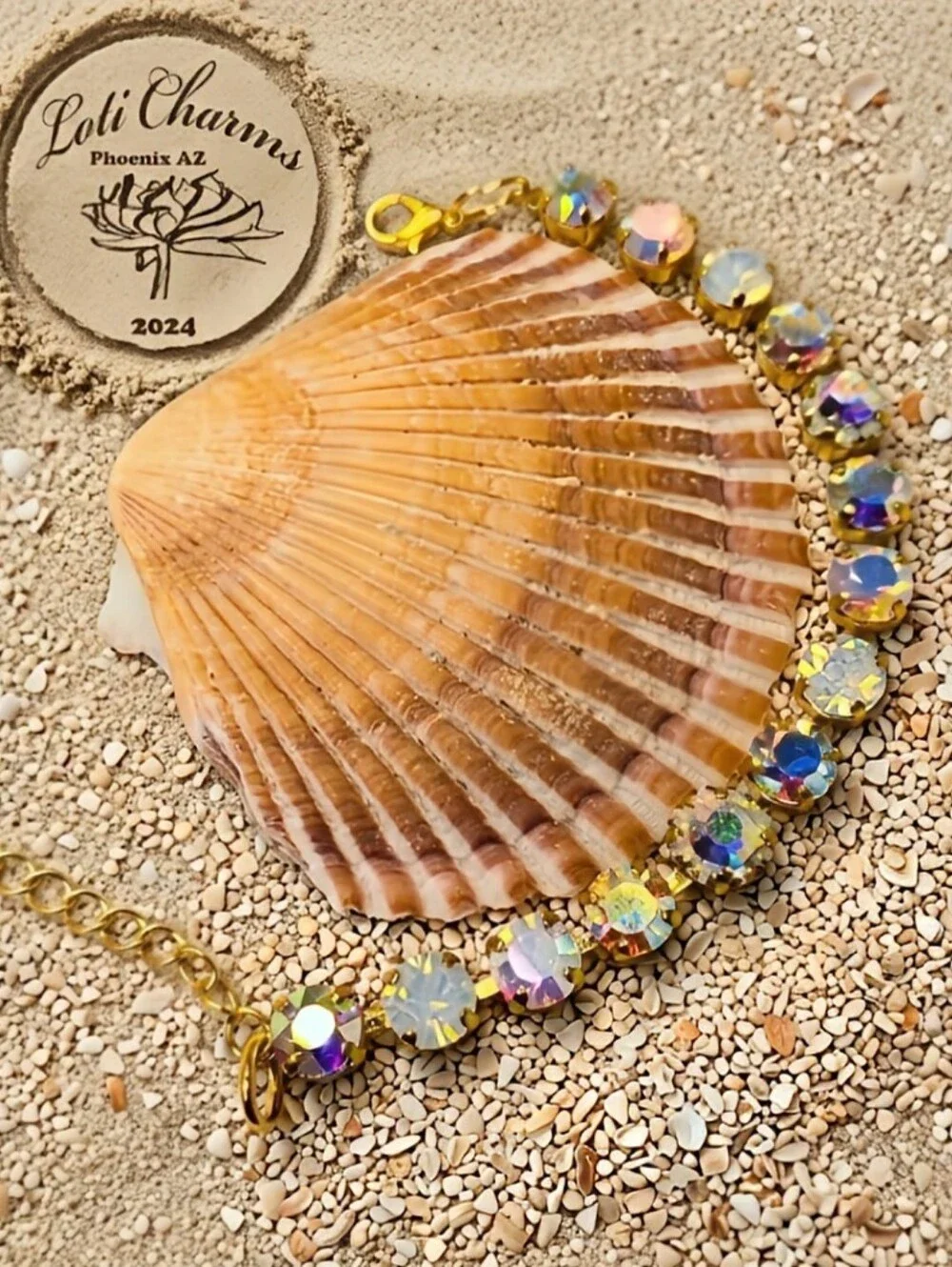 Sparkling White Crystal & Opal AB Flowers Bracelet In Classic 18K Gold Plated